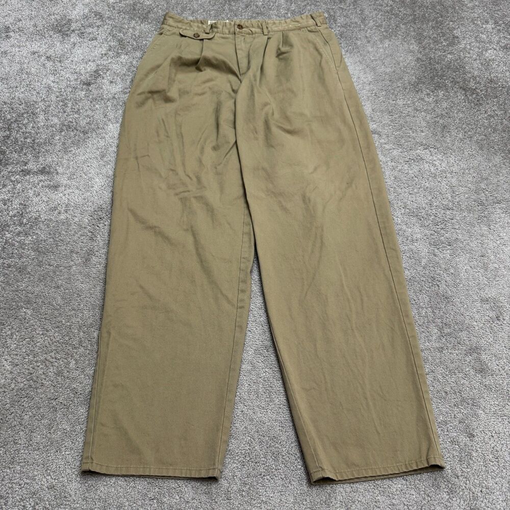 Vintage Banana Republic Safari Travel Pants Mens 36x34 Khaki Pleated 100% Cotton